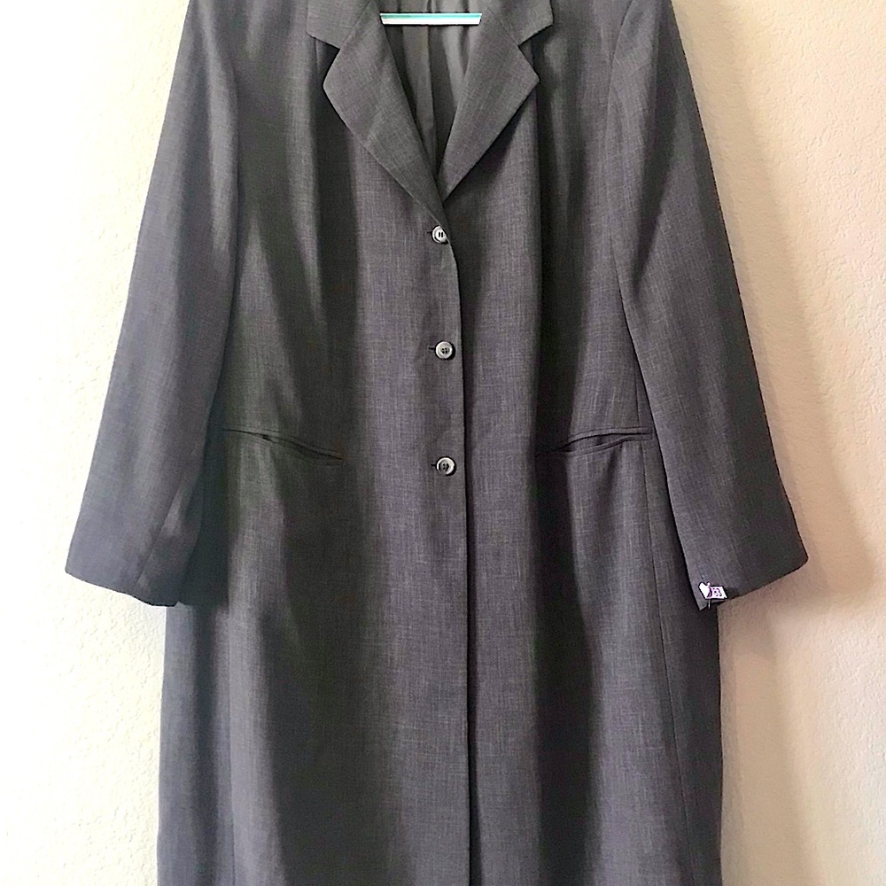 Grey Midi Overcoat/Suiting Jacket - image 6